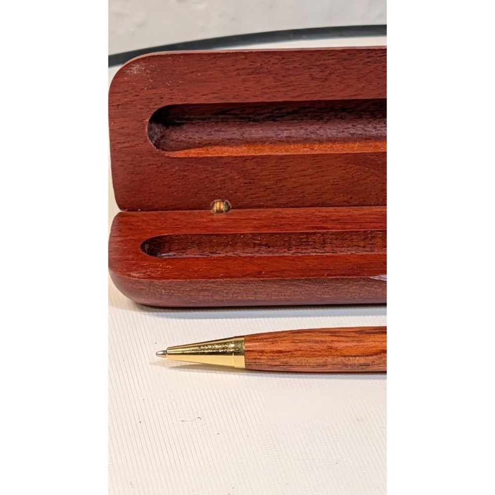 Unbranded Wooden Ballpoint Pen Unisex OS Brown Good Handcrafted Gold Trim Case - Picture 4 of 9
